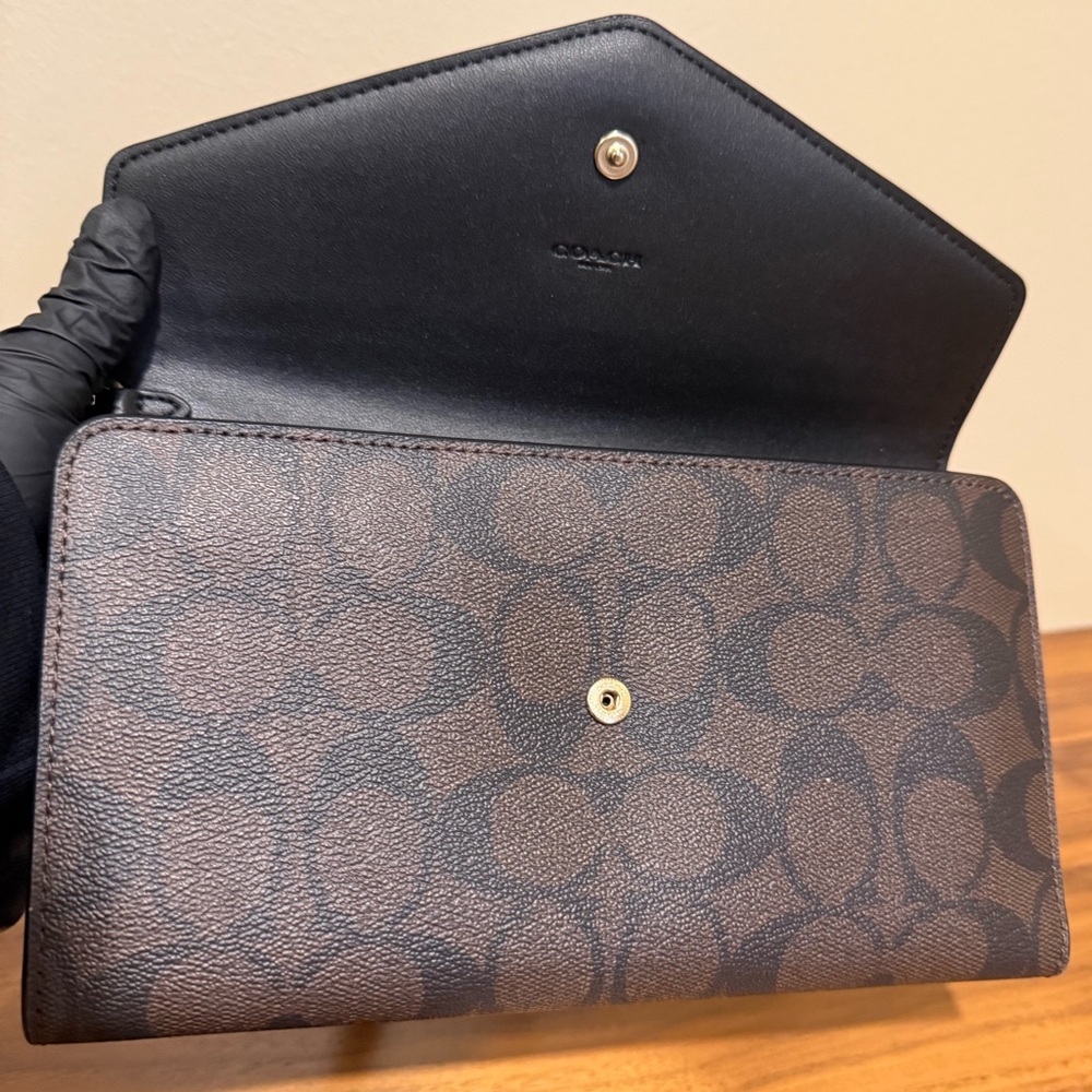Coach Dark Brown Travel Envelope Wallet - Picture 9 of 13